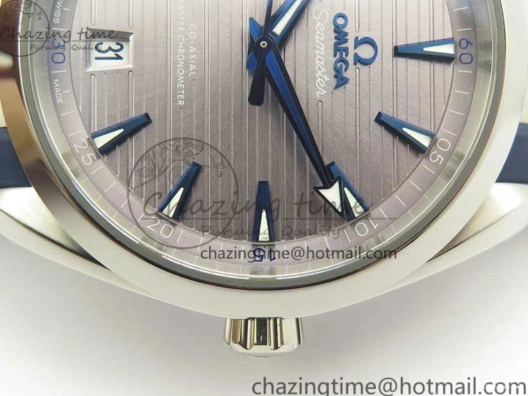0501 Aqua Terra 150M Master Chronometers VSF 1:1 Best Edition Gray Dial Blue Hand on Blue Rubber Strap A8900 Super Clone HighQuality 8004
